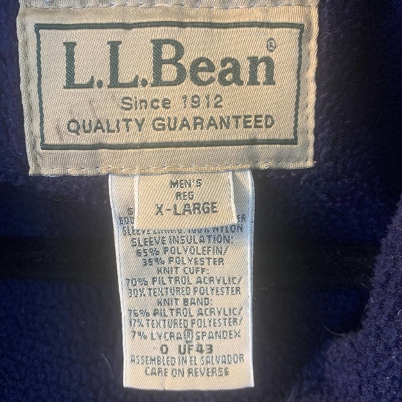 L.L. Bean Mens Jacket Size XL Red Long Sleeves Fleece Lined Bomber Full Zip‎ - Picture 8 of 10